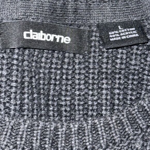 Claiborne Gray Ribbed Knit Sweater  60% Cotton 40% Acrylic  Size L - Picture 2 of 7